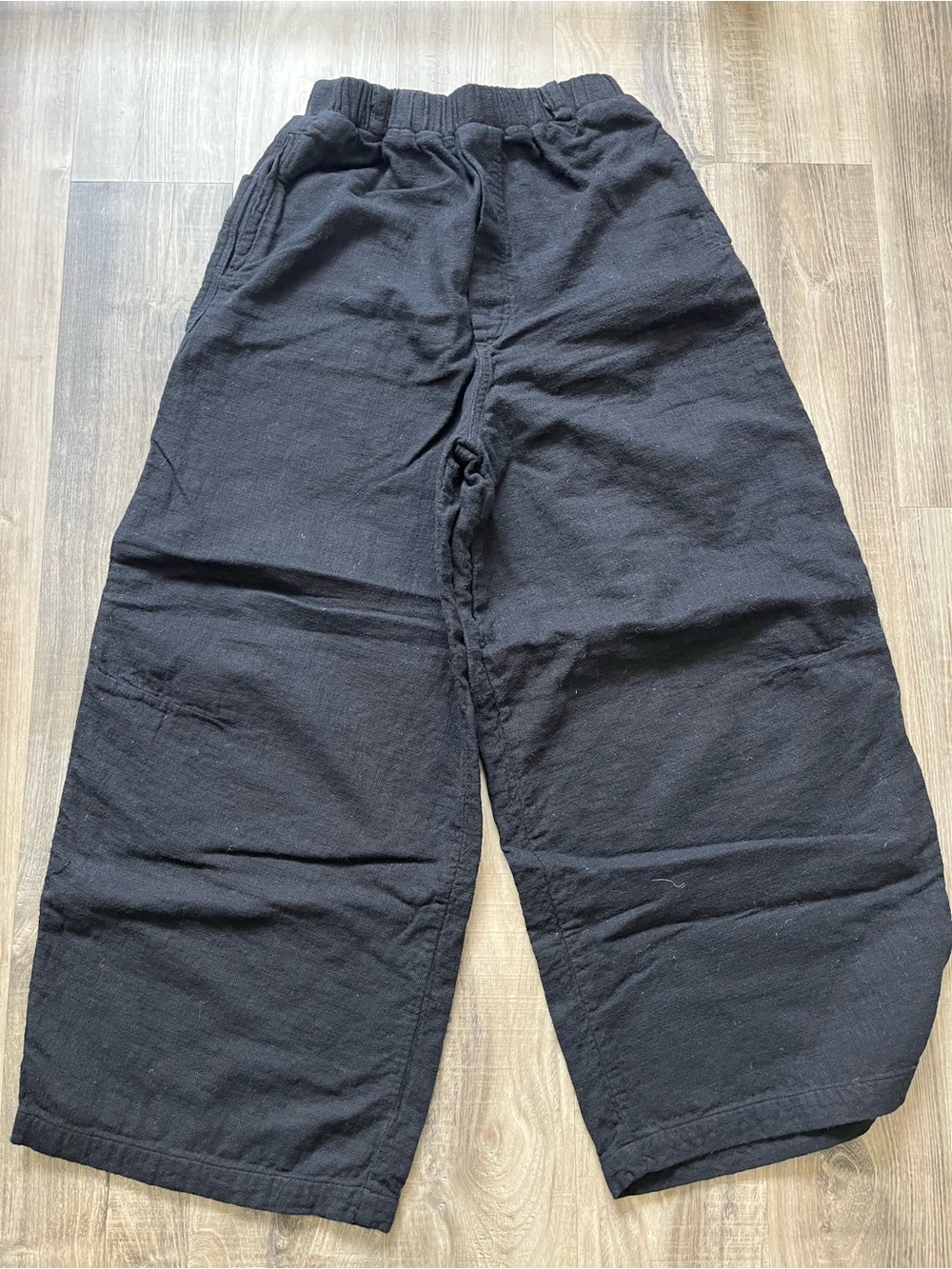 7115 by Szeki Wide-Leg Black Women's Jogger Pants with Elastic Waist